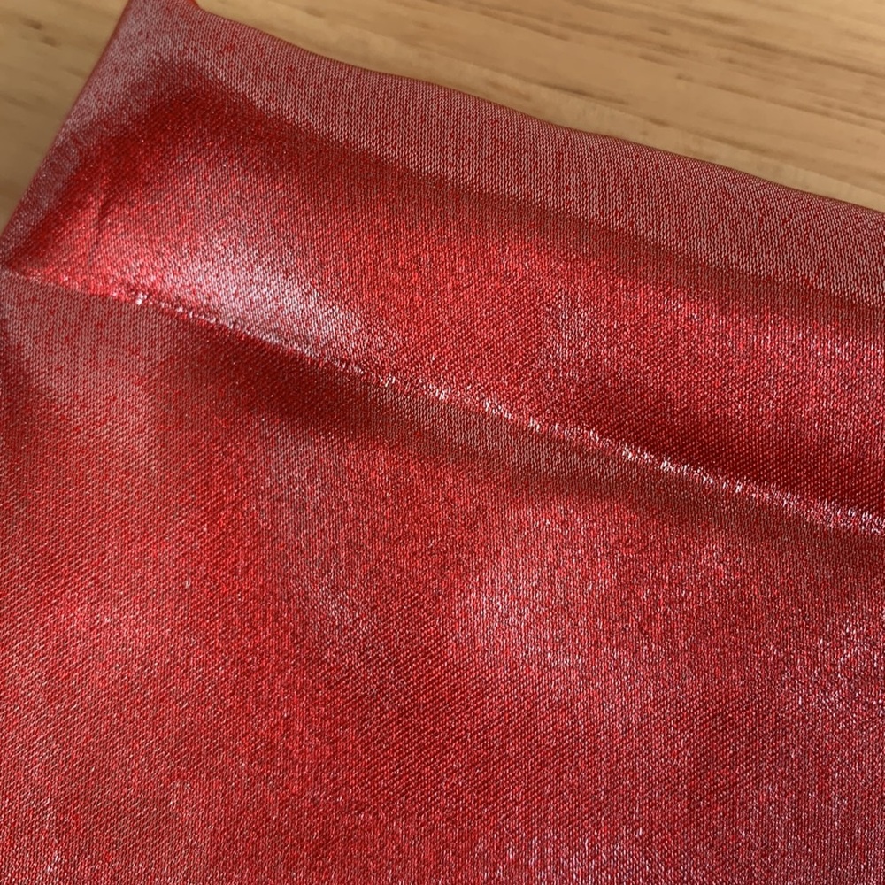 Shiny red fabric. Very slippery. 5 feet x 12 feet. - Picture 3 of 3